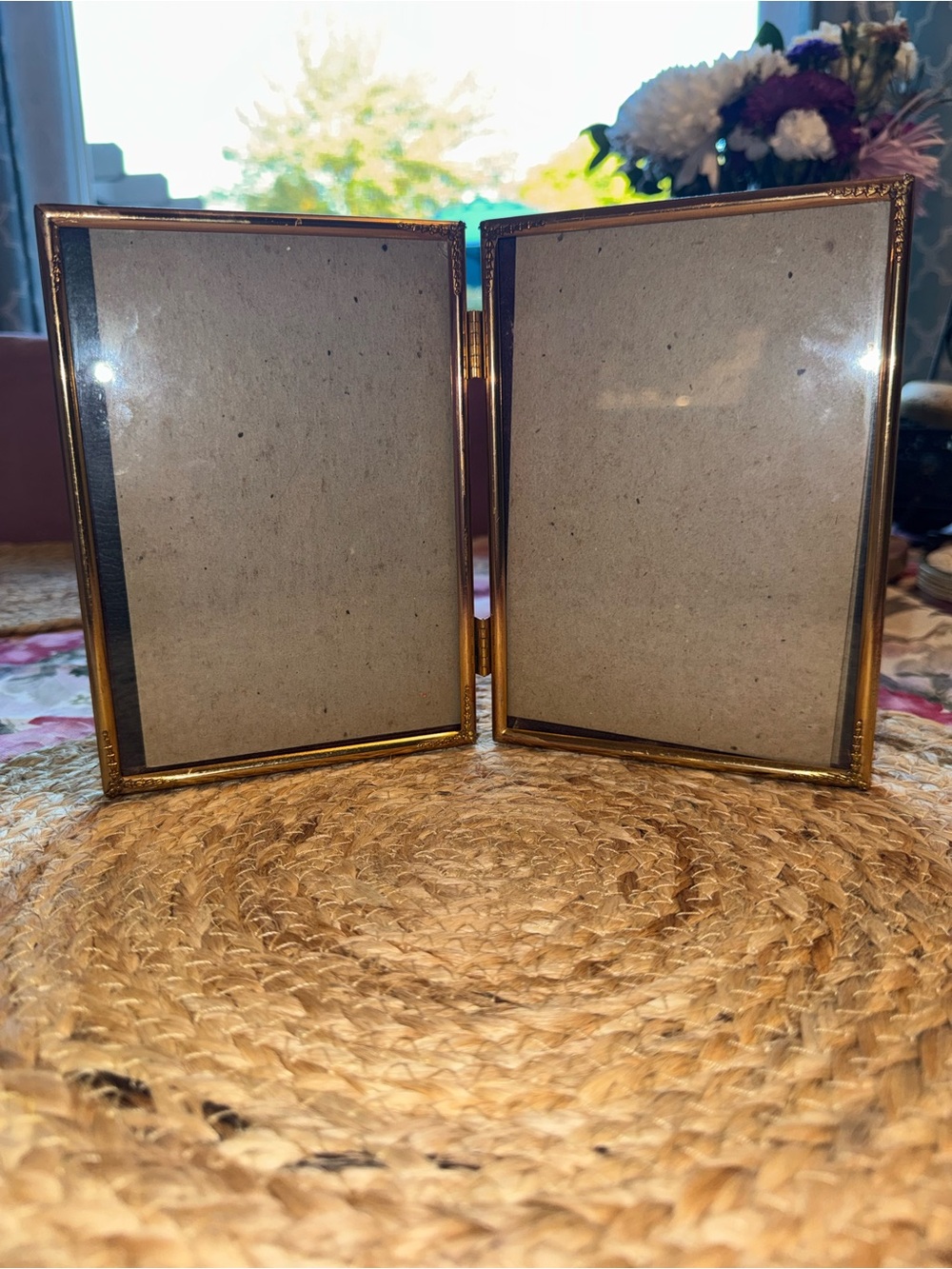 Gold Double Picture Frame - Elegant Foldable Display